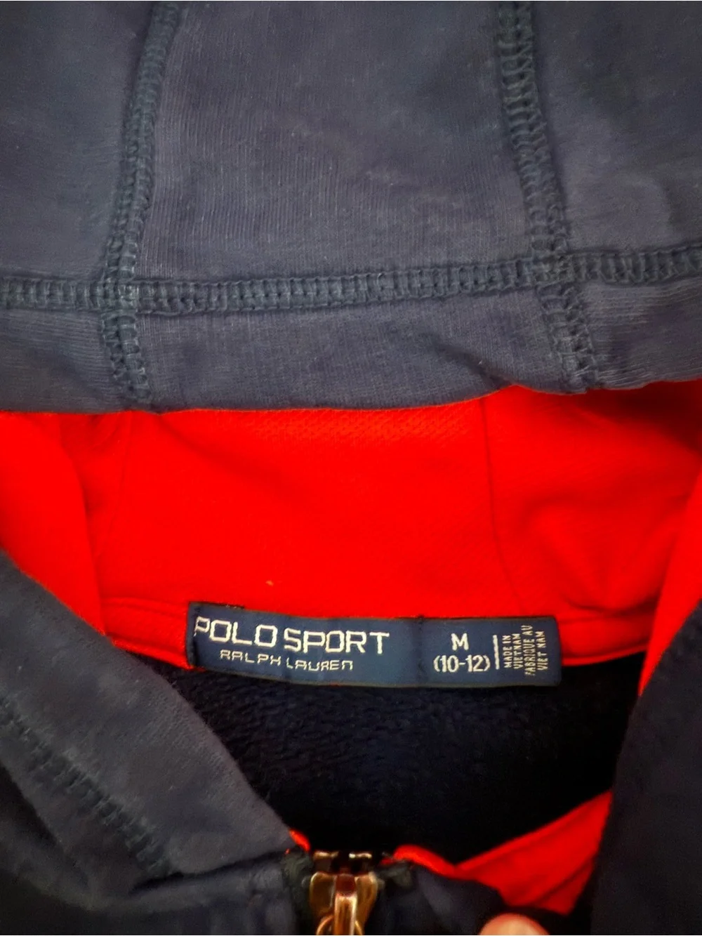 Ralph Lauren Polo Sport Navy Hooded Zip-Up with Red Sleeve Stripes - Kids